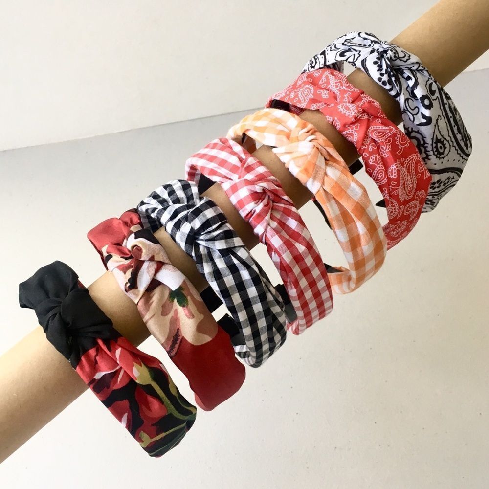 Textured Fabric Covered Headband, w/Knotted Tie - Picture 8 of 8